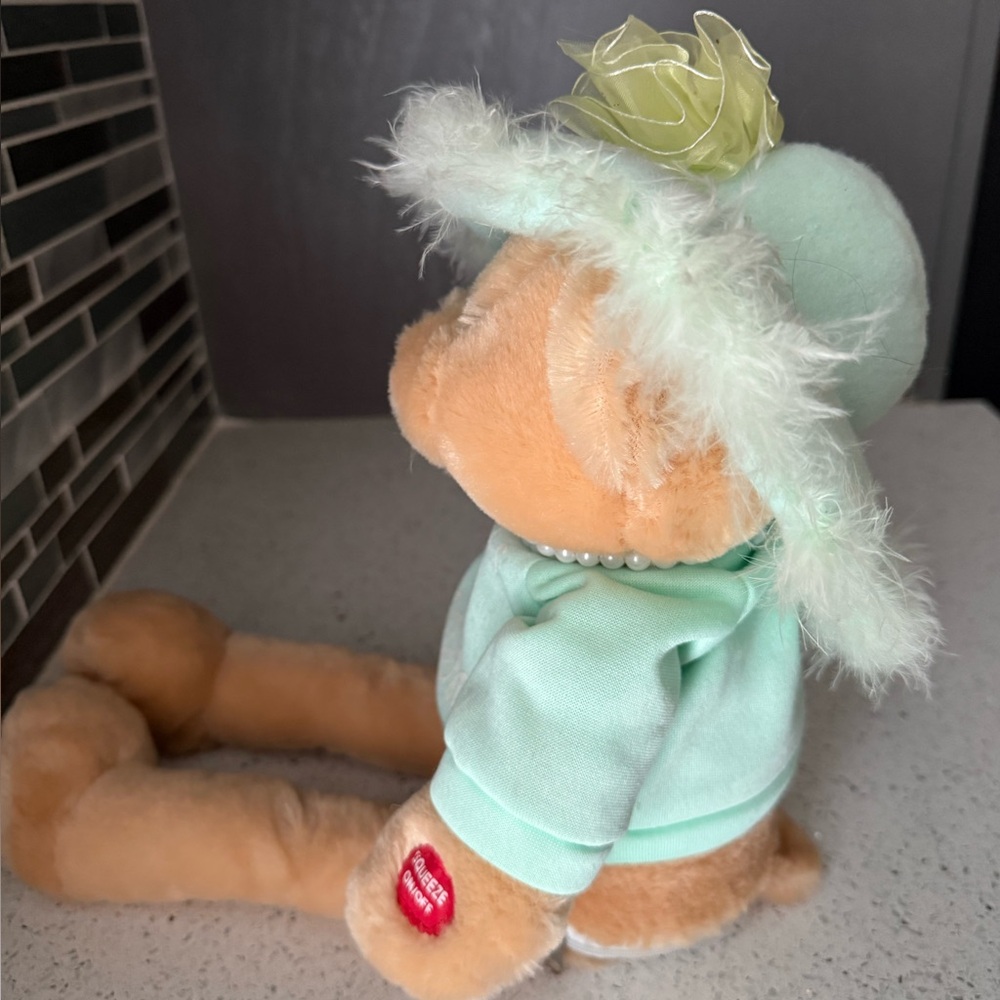 CHANTILLY Lane Musical Singing Plush Teddy Bear wearing a Light Green Dress. - Picture 6 of 11